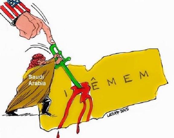 Suudi Amerika, Yemen halkını katlediyor / Karikatür