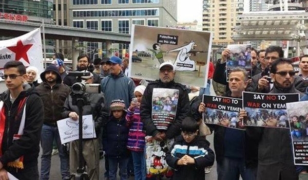 Canadian staged a rally  to condemn Saudi aggression against Yemen