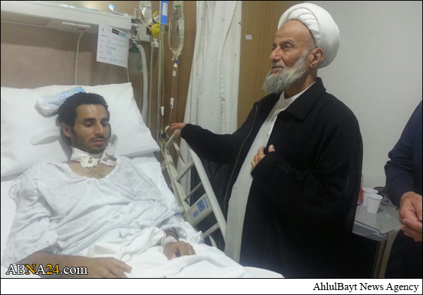 بالصور/ آية الله الآصفي تفقد الجرحی العراقیین إثر عملیات إرهابیة