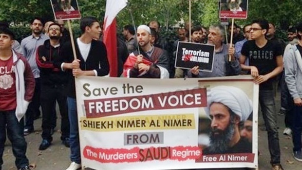 لندن، شیخ النمر کی رہائی کا مطالبہ