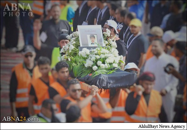بالصور / مئات الآلاف يشاركون في تشيع جثمان الشهداء في مدينة القديح 