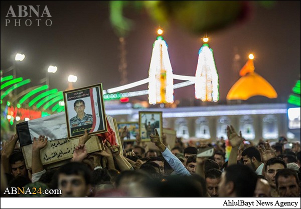 بالصور / تشييع  جثامين عشرات الشهداء للقوات العراقية في الثرثار في كربلاء المقدسة 