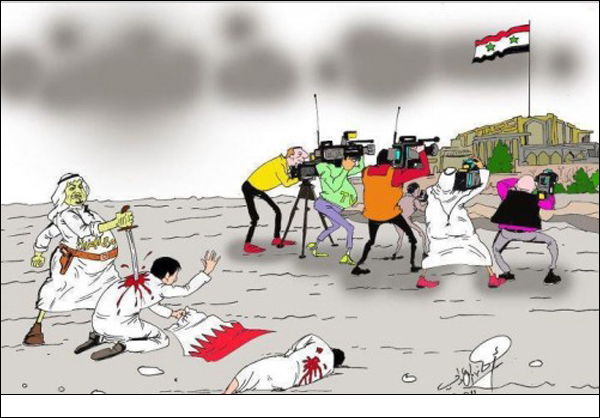 کاریکاتیر / الاعلام العربي في قلب الحدث بسوريا والبحرين!!!
