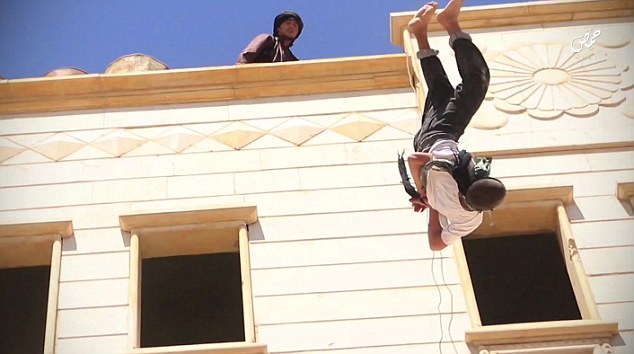 ISIS throws two men from tall building then stoned by mobs including children / Pics