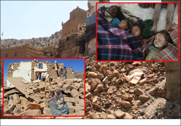 استشهاد وجرح 42 مدنيا بينهم أطفال ونساء في العدوان السعودي على اليمن