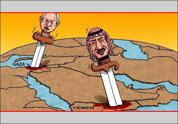 كاريكاتير/ آل سعود والصهاينة وجهان للارهاب والحرب