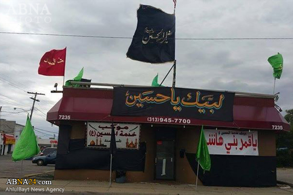 تقرير مصور/ مدينة ديترويت الأمريكية تشهد مجالس العزاء الحسيني ونصب الرايات والاعلام السوداء والخضراء