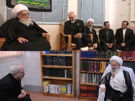 Iran's FM visits senior religious figures in Qom to report on JCPOA + Pics