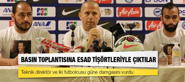 Basın toplantısına Esad tişörtleriyle çıktılar