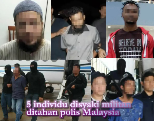 Lima pengganas ditangkap Polis Diraja Malaysia