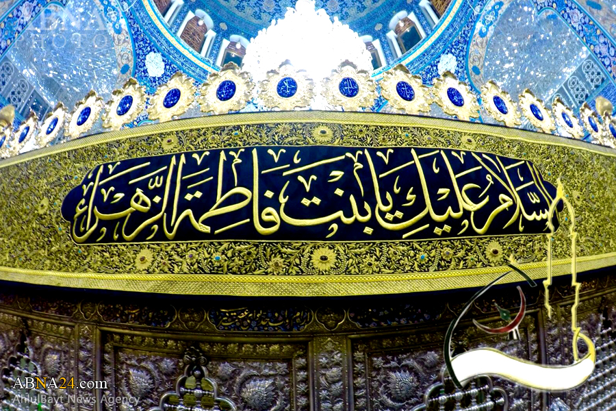 ترصيع حول مرقد السيدة "زينب" الطاهر بالنقوش الذهبية +صور