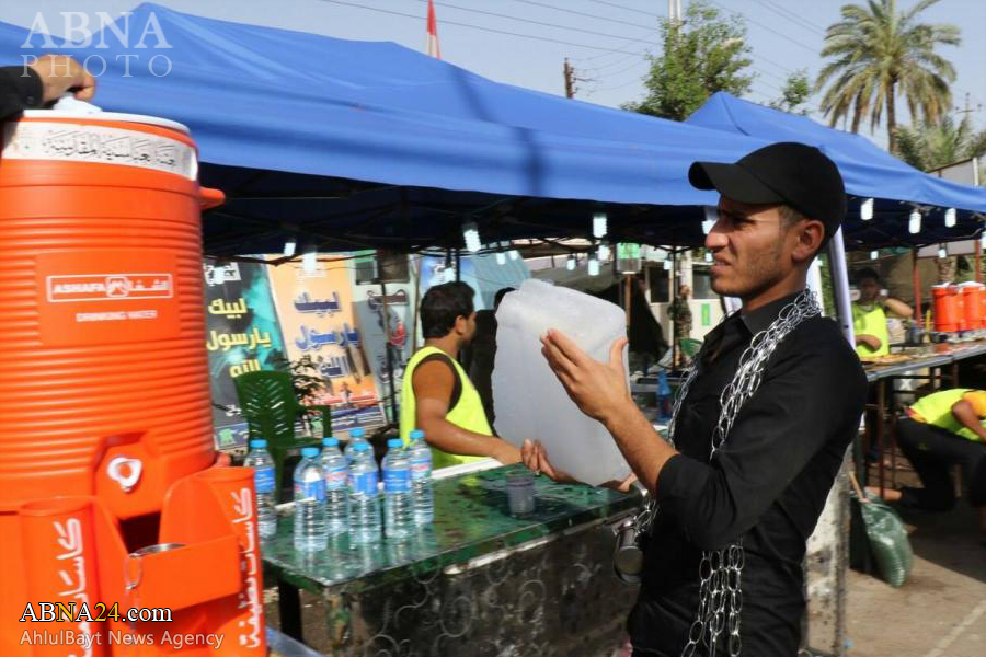 تقديم أكثر من (300,000لتر) ماء (RO) للمواكب ولزوار أربعينية الامام الحسين (ع) يومياً+صور