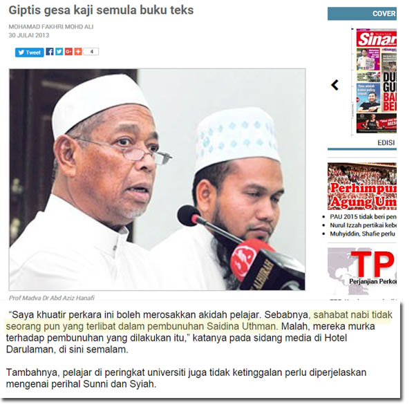 Antara pembunuh Usman ialah golongan Bai’atul Ridwan