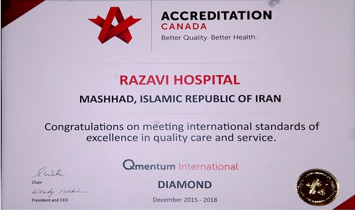 Dem “Razavi Krankenhaus” wurde das höchste Akkreditivitätszeichen durch die kanadische “ACI” verliehen