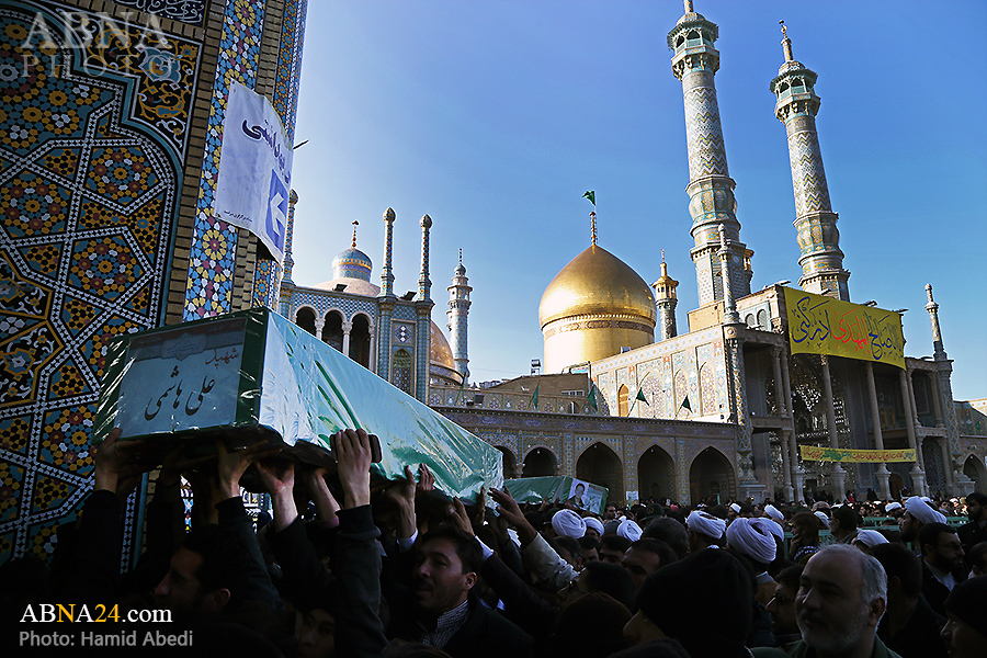 “Funerales de Seis Mártires Caídos en la Defensa del Santuario de Bibi Zainab (P) se Registraron Hoy en Qom”