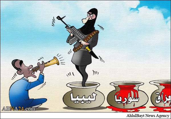 كاريكاتير/ تدخل أمريكا في ليبيا وتمويل تنظيم داعش الإرهابي