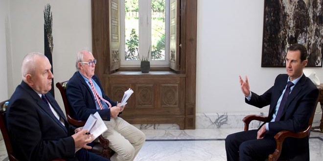 President al-Assad speaks to AFP on Syrian and regional developments