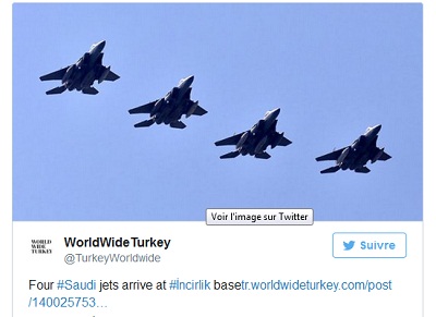 Syrie : les avions saoudiens arrivent en Turquie    