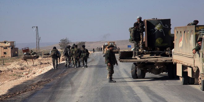 Syrian Army restores security and stability to Aleppo-Khanaser road