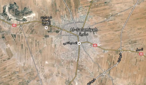 Imej satelit rakam persediaan ISIS menyerang al-Salamiyah.