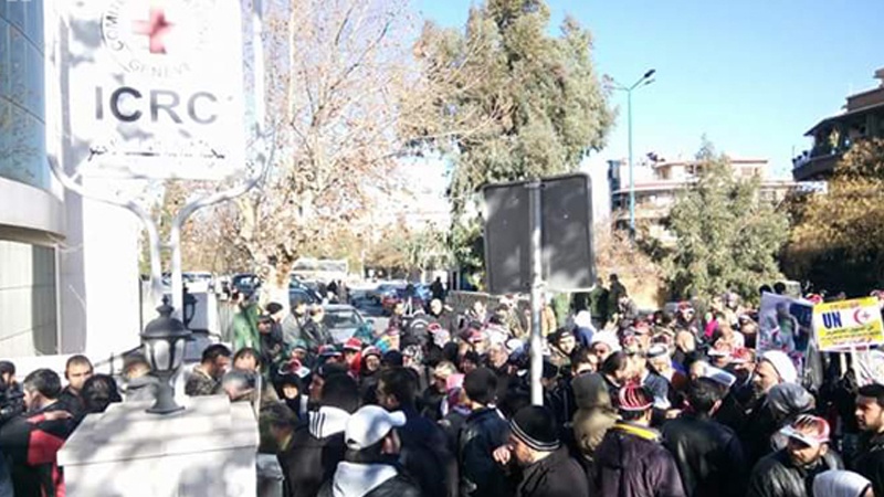 حزب اللہ کو دہشت گرد قرار دینے کے خلاف دمشق میں احتجاجی اجتماع