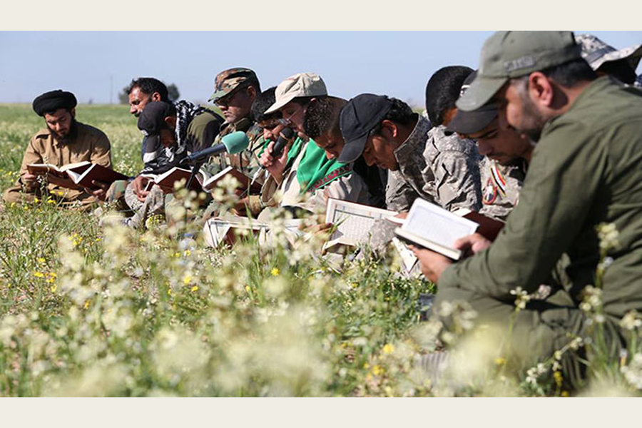 تقرير مصور/ رغم المعارك والظروف الأمنية في محور الصينية أقيم محفل قرآني لمقاتلي الحشد الشعبي