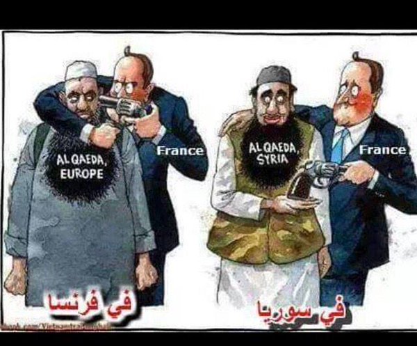 Cartoon: Terrorists are only terrorists outside Syria, in Syria they are freedom fighters