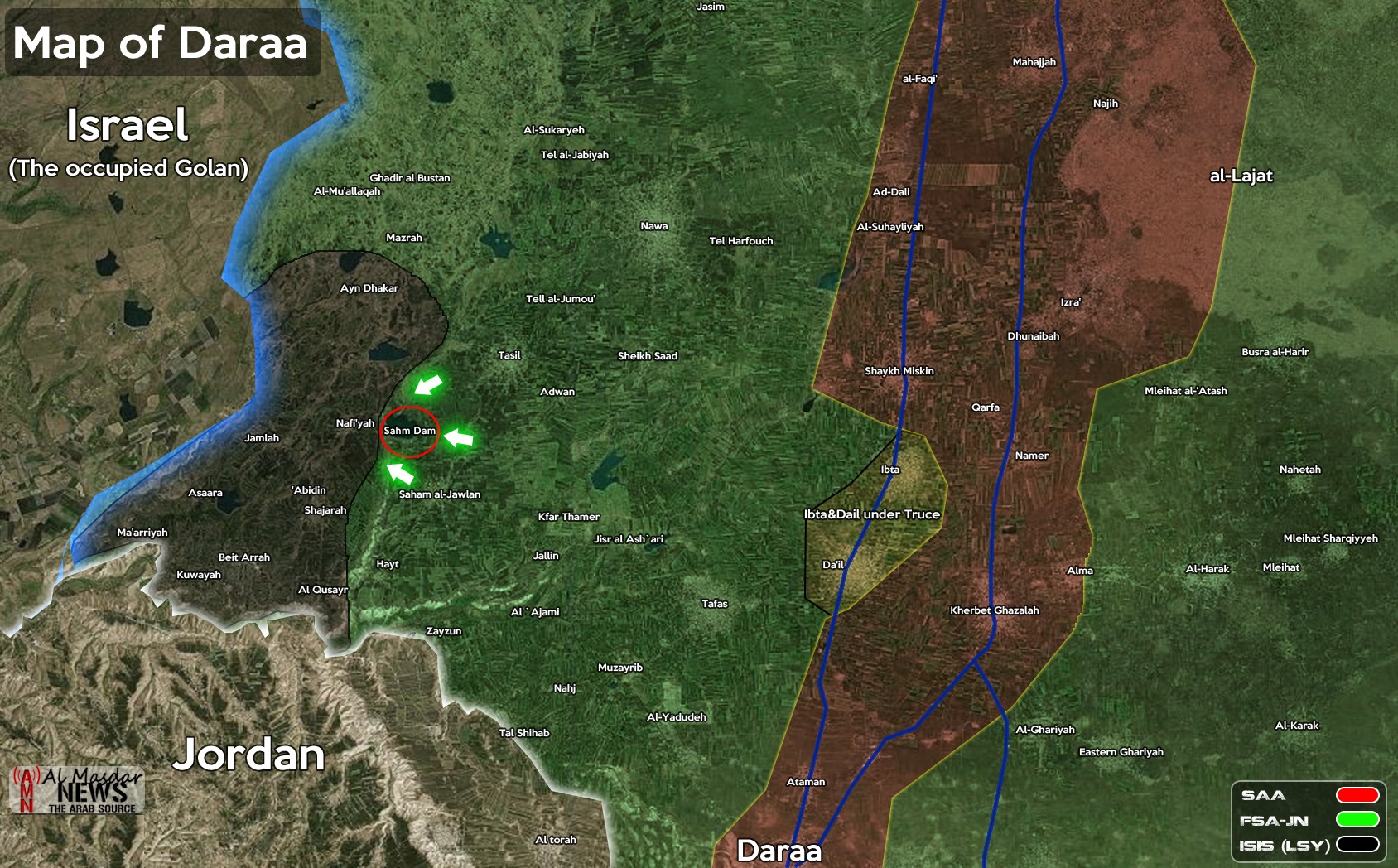 Rebels attack ISIS, seize Saham al-Jawlan lake during massive counter-offensive in western Daraa