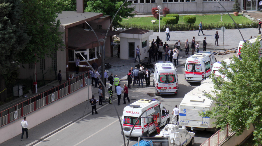 Two Turkish police officers killed as suspected ISIS car bomb strikes police HQ in Gaziantep