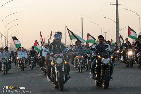“Desfile Motorizado con Banderas de Palestina en Qom en Conmemoración del An-Nakba”