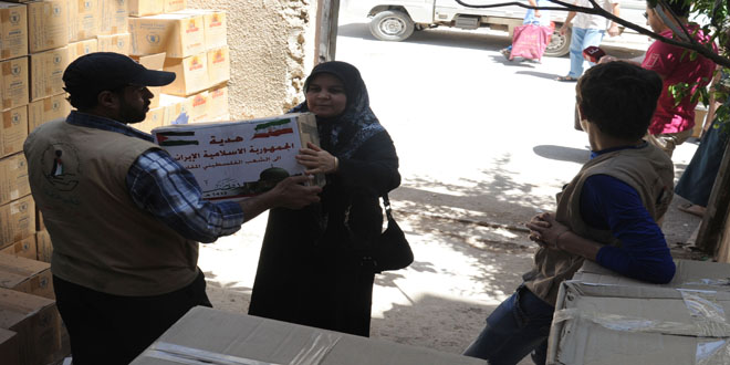 Syria distributes aid provided by Iran and Chechnya to displaced people in Damascus, Sweida / Pics