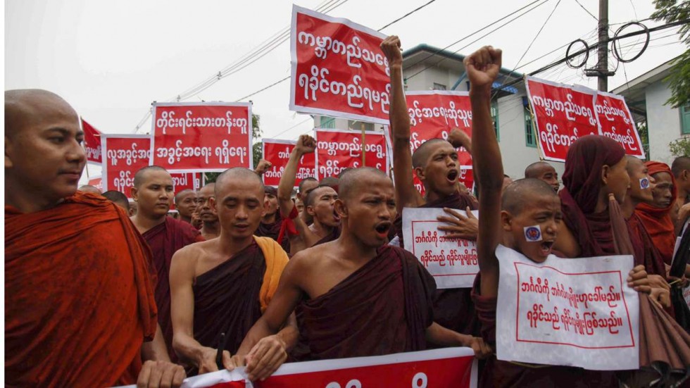 Thousands of Buddhist monks march in anti-Muslim protests in Myanmar