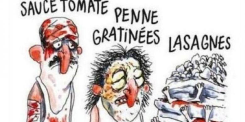 Hina Korban Gempa Italia, Majalah "Charlie Hebdo" Digugat