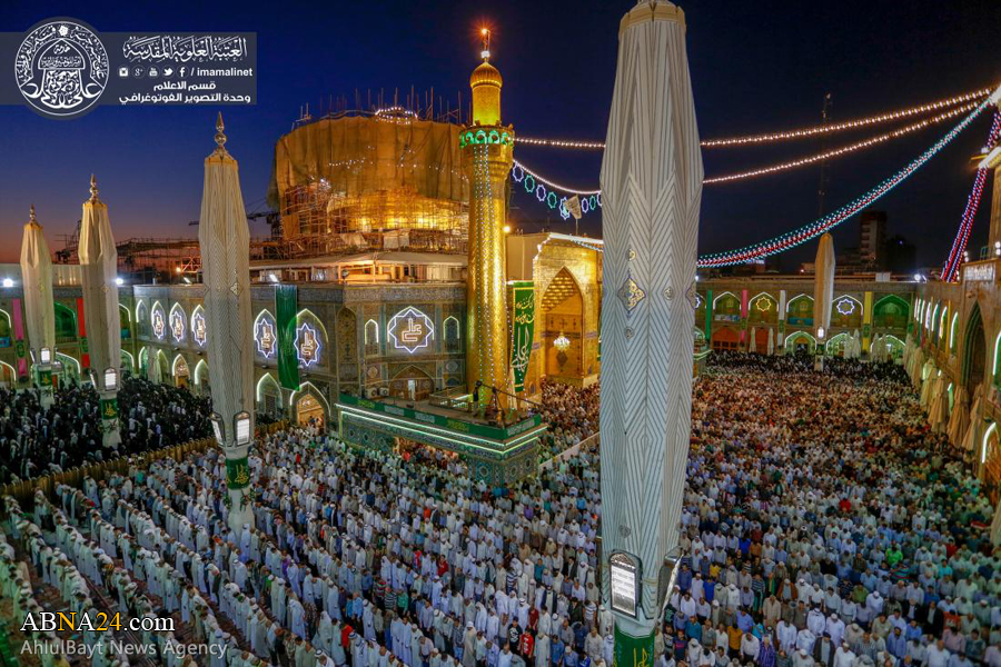 تقرير مصور / صلاة الجماعة في ليلة عيد الغدير بصحن الامام علي (ع)