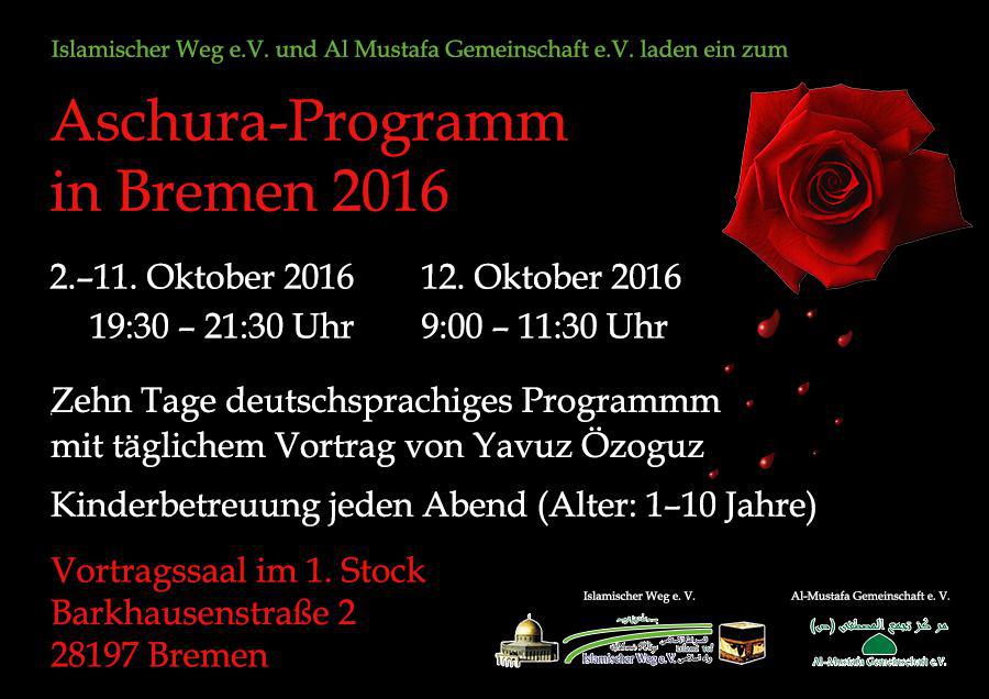 Deutschsprachiges Aschura-Programm in Bremen ab 2.10.2016