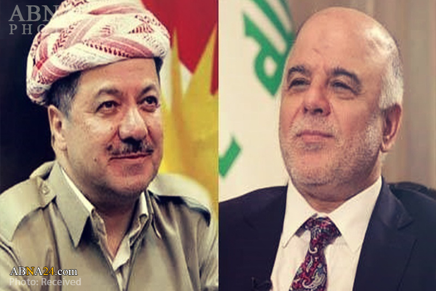 چاوپێکەوتنی بارزانی و حەیدەر عەبادی لە بەغدا