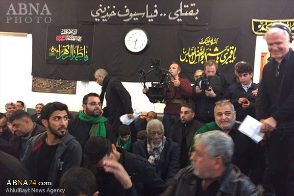 Famous Hollywood actor 'Morgan Freeman' attends Imam Hussain mourning ceremony in London / Photos
