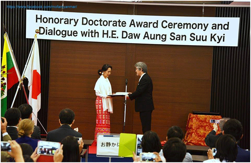 ေဒၚေအာင္ဆန္းစုၾကည္ကို က်ဳိတိုတကၠသိုလ္က ဂုဏ္ထူးေဆာင္ပါရဂူဘြဲ႔ ေပးအပ္