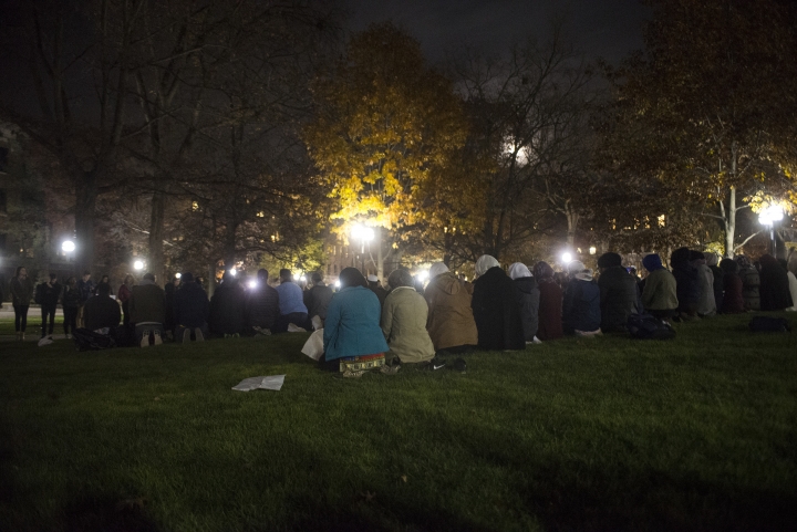 Students at University of Michigan hold congregational prayer on campus following hate crimes