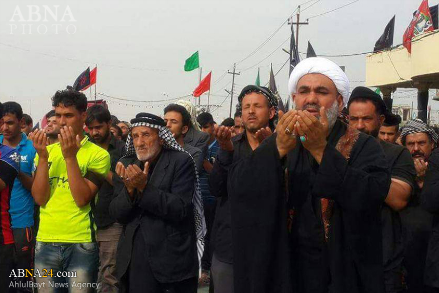 تقرير مصور/ صلاة الجماعة في مسير أربعينية الامام الحسين (ع)