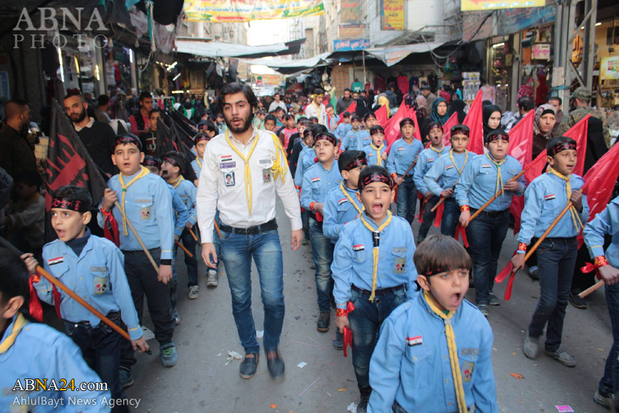 تصویری رپورٹ: اربعین کے موقع پر شام میں شیعہ بچوں کا جلوس عزا