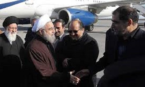 صدر مملکت ڈاکٹر حسن روحانی مشہد مقدس پہنچ گئے