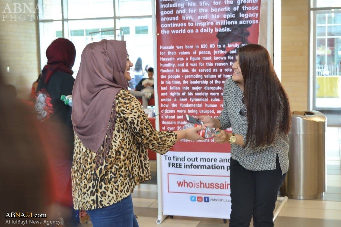 تقرير مصور/ تقديم قارورة ماء لطلاب الجامعة من قبل جمعية "من هو الحسين (ع)؟" في تكساس