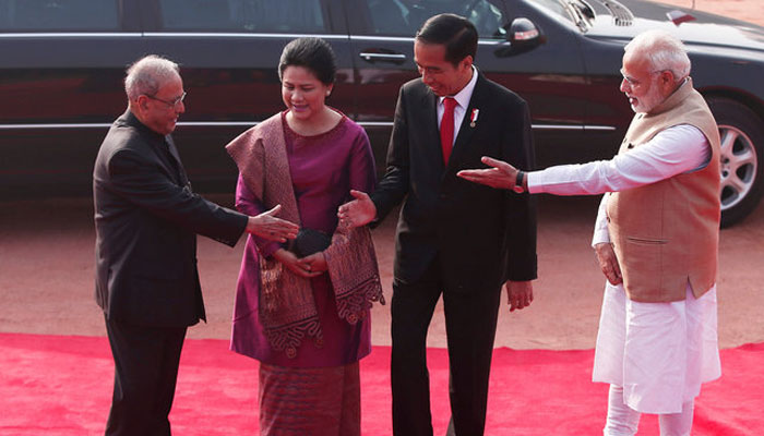 Presiden Mukherjee dan PM Modi Sambut Presiden Jokowi Dengan Upacara Kenegaraan