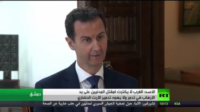 Bachar el-Assad à RT : les Occidentaux veulent sauver les terroristes