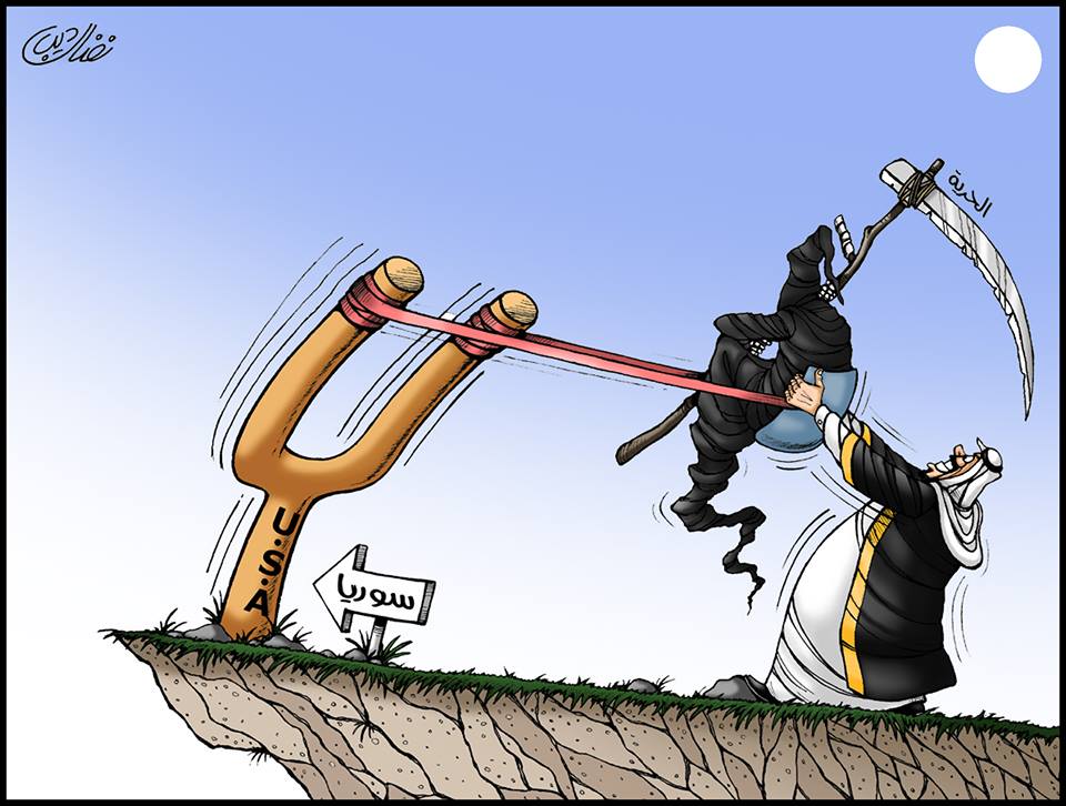 كاريكاتير/ السعودية والدعم الامريكي والحرب على سوريا