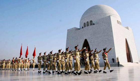 قائداعظم ؒکا یوم ولادت ،مزار پر گارڈز کی تبدیلی کی تقریب