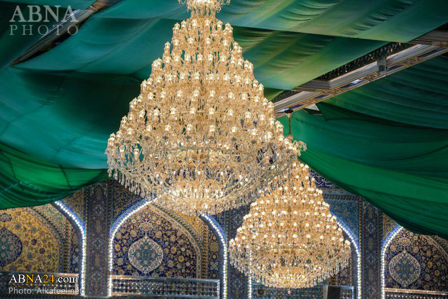 تقرير مصور/ نصب ثريات جديدة في صحن أبي الفضل العبّاس(عليه السلام)