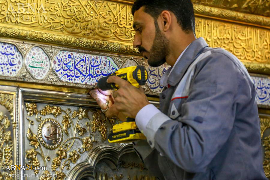 تقرير مصور/ ترميم شباك الضريح لامير المؤمنين (ع)