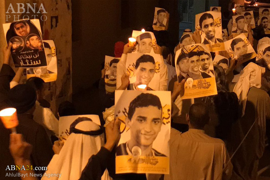 تقرير مصور/ تشييع رمزي للشهداء الثلاثة في البحرين بعد منع النظام